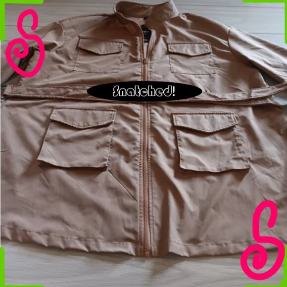 Plus Size Belted Shirt Dress With Flap Pockets - Picture 1 of 16